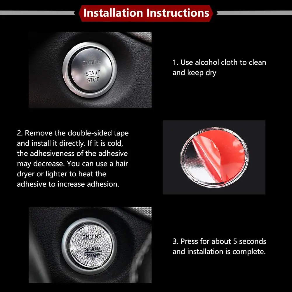 New Bling Engine Start Stop Button Cover Ignition Button Cap for Mercedes Benz C CLA CLS E GLA GLC GLE GLK GLS Class Accessories