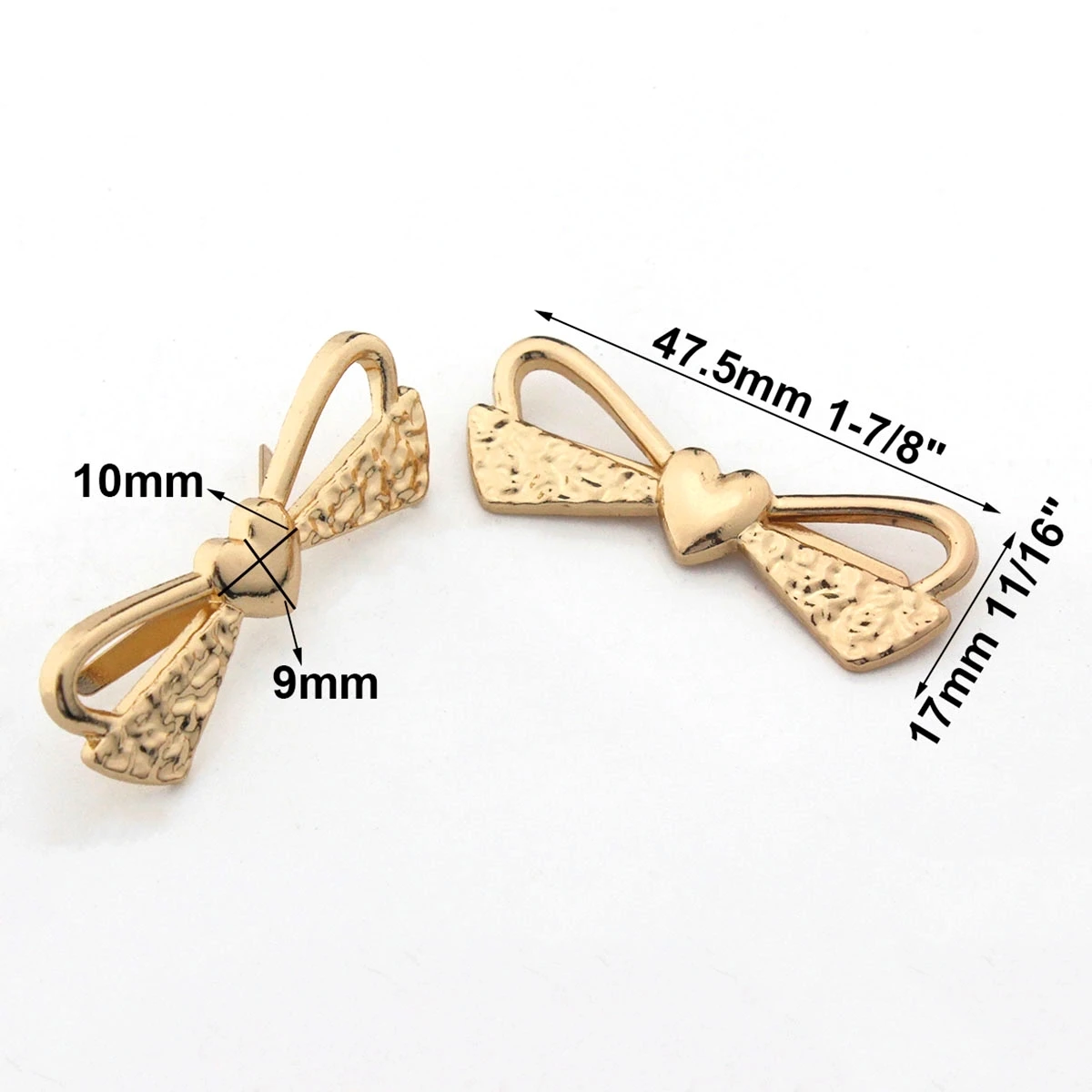 2pcs Metal Heart Bowknot Buckle Fashion Decoration Shoes Clasp for Handbag Bag Garments Hardware Closure Bag Parts Accessories