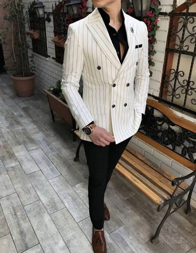 Smart Casual Cream White Men's Custom Made Wedding Tuxedos Japan Style One Pieces Party Prom Evening Suits Blazer