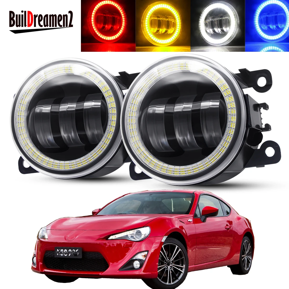 2 Pieces Angel Eye Fog Light Assembly For Toyota 86 GT86 Car Front Bumper LED Lens Fog Daytime Running Lamp DRL 30W 6000LM 12V