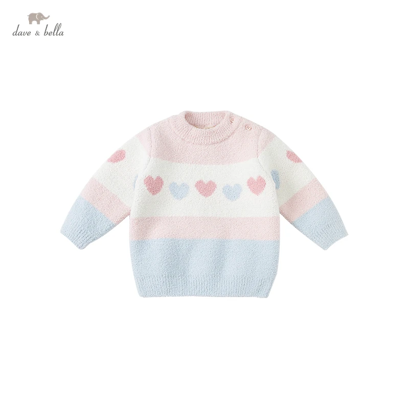 

DBZ19832 dave bella winter cute baby girls Christmas cartoon striped knitted sweater kids girl fashion toddler boutique tops