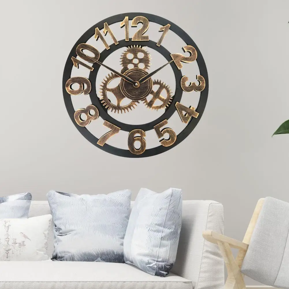 HOT SALES!!!New Arrival 40cm Gear Industrial Style Quartz Wall Clock Sticker Living Room Decoration Wholesale Dropshipping