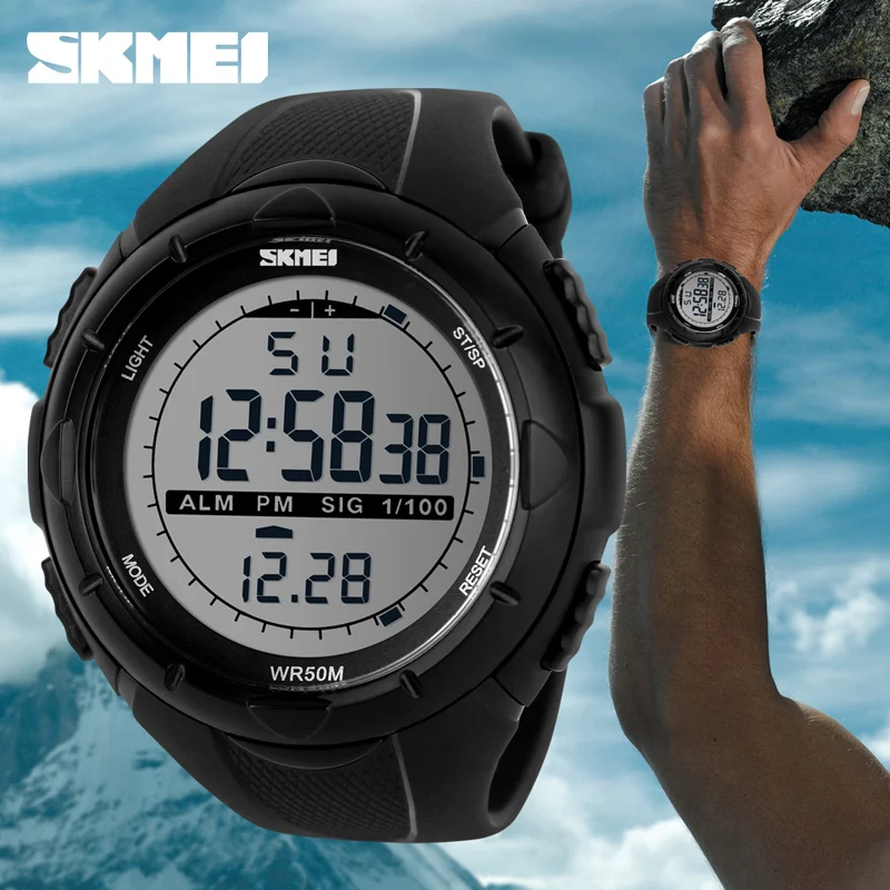 

SKMEI Fashion Men's Watch LED Waterproof Electronic Dual Time Display Multifunction Outdoor Soccer Sports Wristwatch 1025