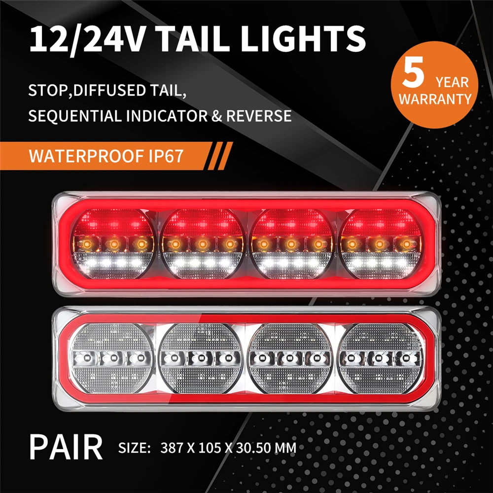 Maxilamp 4 LED Combination Tail Lights Turn Signal Stop/Tail/Indicator/Reverse Truck Trailer Ute