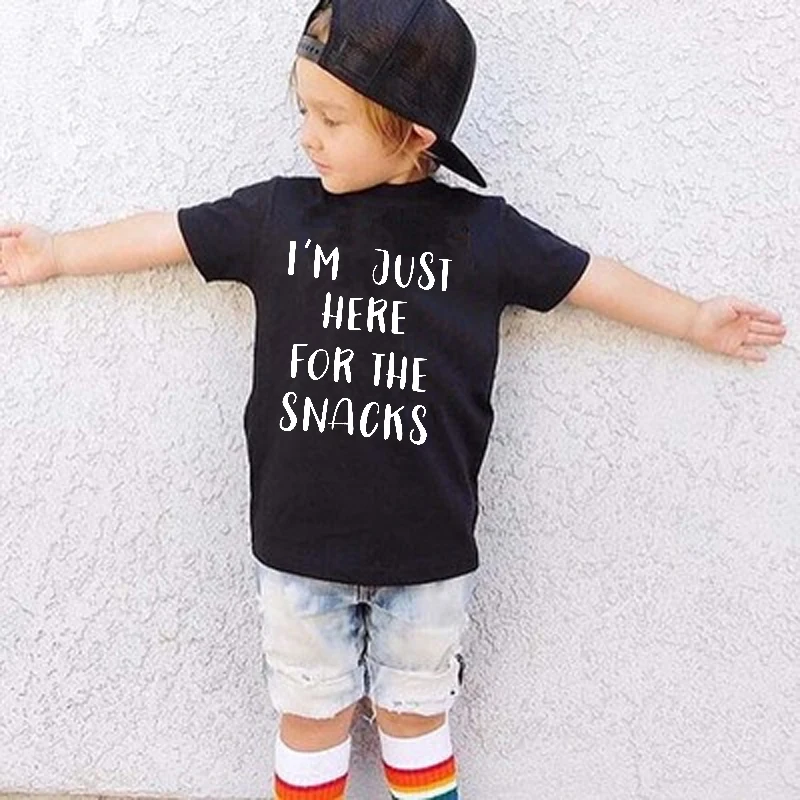 Kids Girl Boy Clothing Children Toddler T-shirt Cute I'm Just Here For The Snacks Tops Kids Baby T-shirt Birthday Shirt Clothes