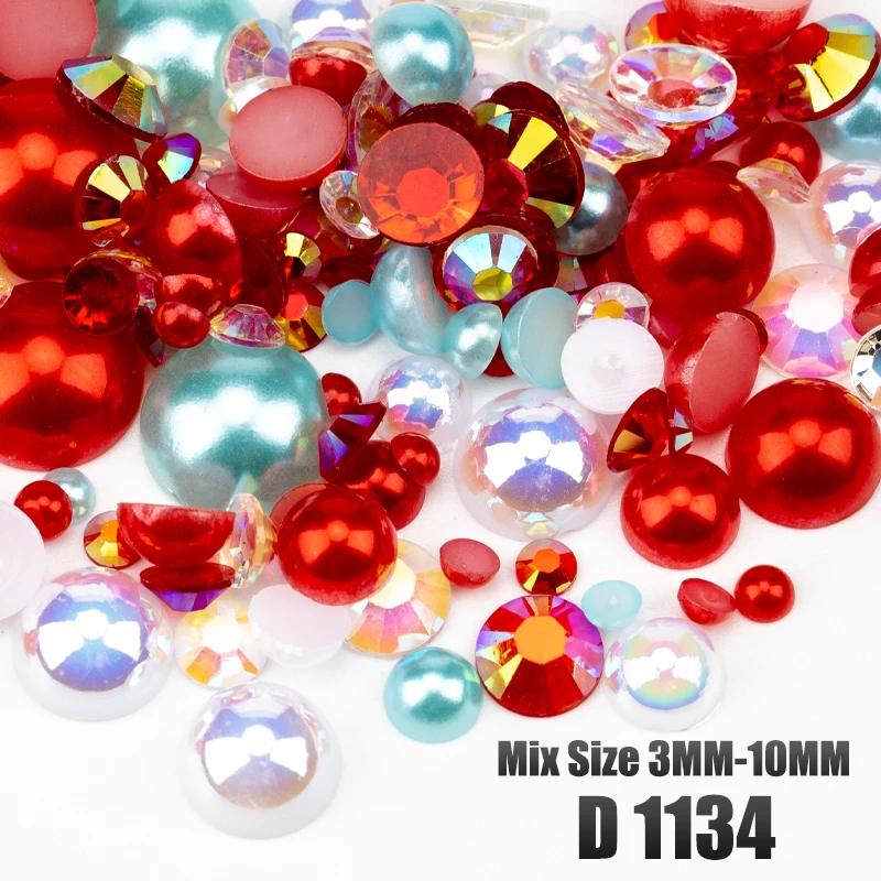 VDD 30/60/200g Gemischte Größen ABS Imitationsperlen Halbrunde Flachrückseitige Perlen AB-Farbe Harz-Strasssteine für Handwerk, Nagelkunst und DIY-Dekoration – Detail 30