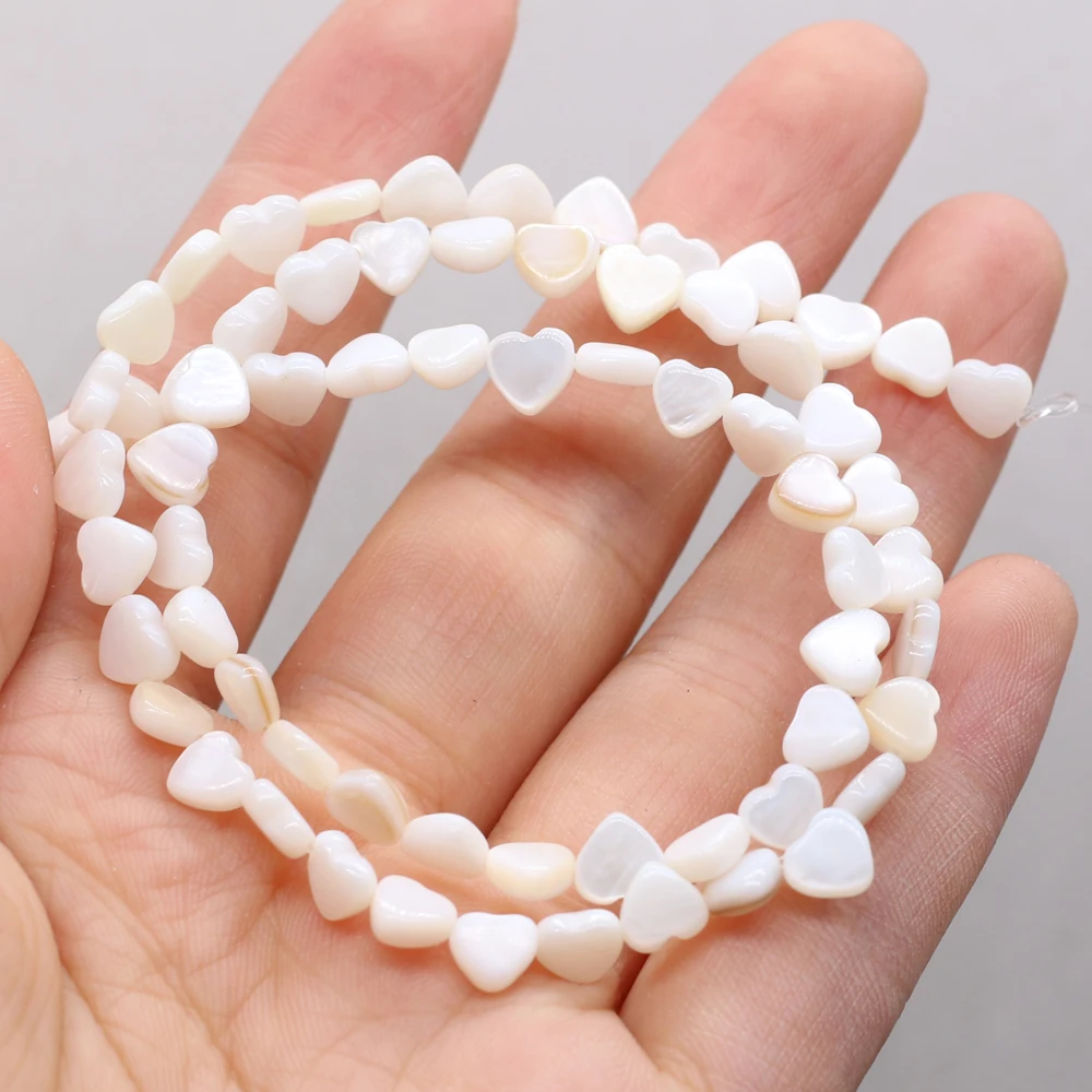 

6mm Natural Mother-of-pearl Shell Beads Heart Shape Loose Hole Bead for Jewelry Making Bracelet Necklace Accessories