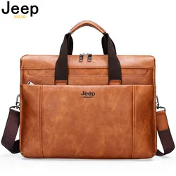 JEEP BULUO Nam Cặp Da Đựng Laptop Cho A4 Túi Da Nam Cặp Túi Xách Tay Công Sở Túi dành Cho Nam