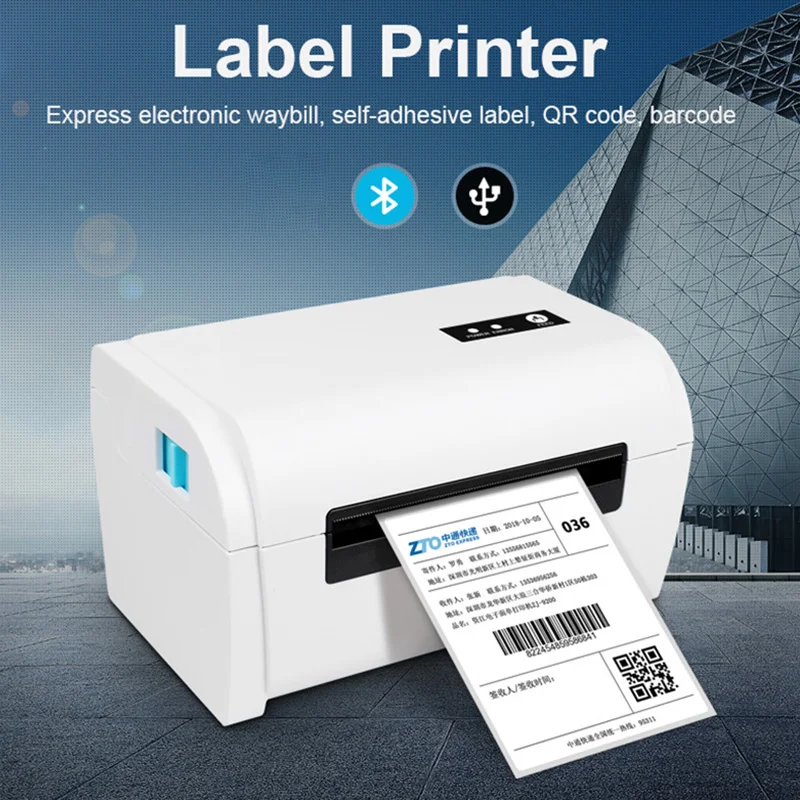 Bluetooth Thermal Label Printer Barcode sticker 4 inch USB Port Printing Machine 110mm 100mm use for Express with Printer Stand