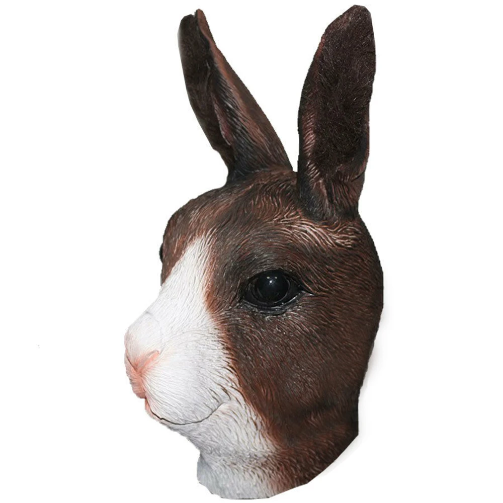 Animal Head Mask Realistic Rabbit Mask Cute Hare Halloween Fancy Dress Costume Masquerade Mask Bunny