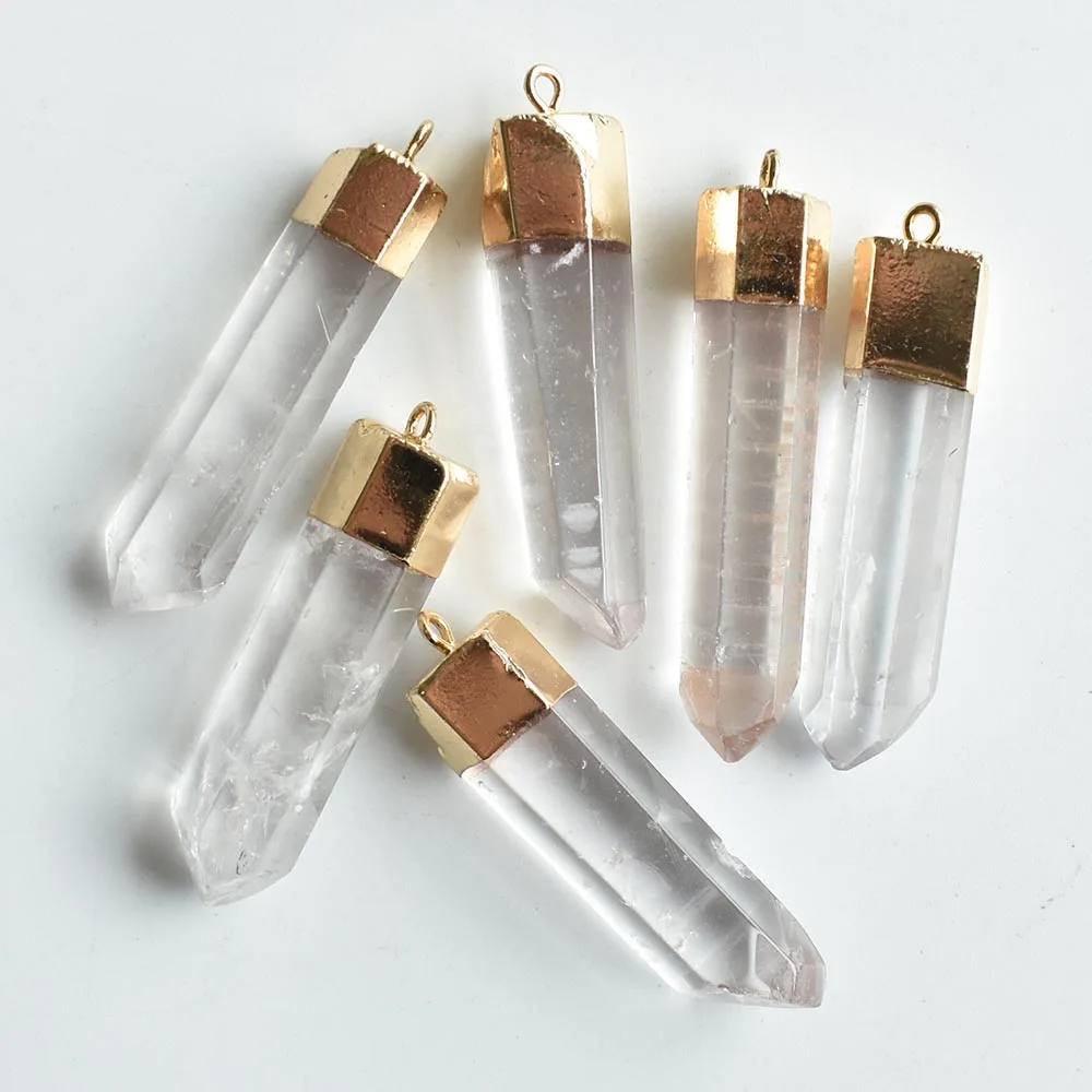 Wholesale 6pcs/lot 2020 new fashion good quality natural crystal pillar charms Pendants for jewelry marking free shipping