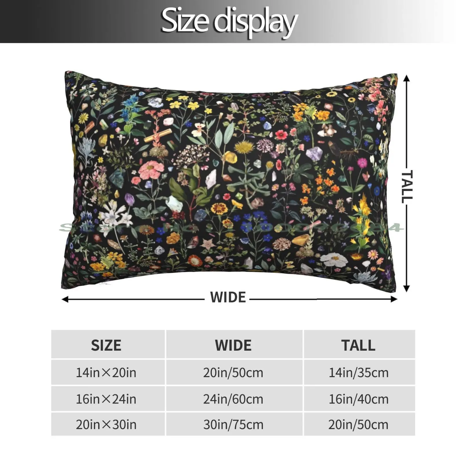 Healing Pillow Case 20x30 50*75 Sofa Bedroom Floral Digital Plant Flower Crystal Quartz Nature Colorful Healing Medicinal Leaf