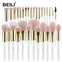 BEILI-Juego de brochas de maquillaje profesionales, base de pelo sintético, sombra de ojos en polvo, belleza Premium, brochas doradas blancas maquillaj