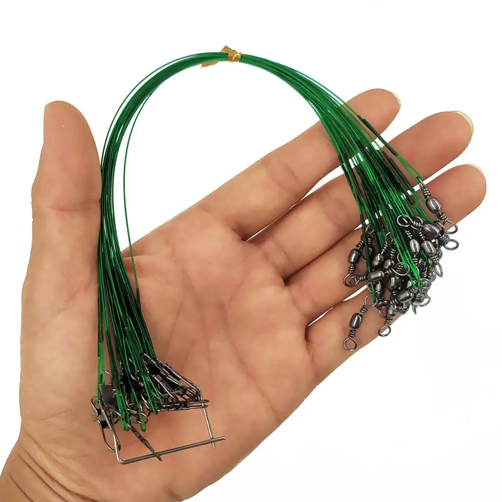 72pcs Anti-bite Steel Fishing Line 15cm 20cm 25cm Fishing Leashs Leader Wire with Swivels Snap Hook Lure Connector