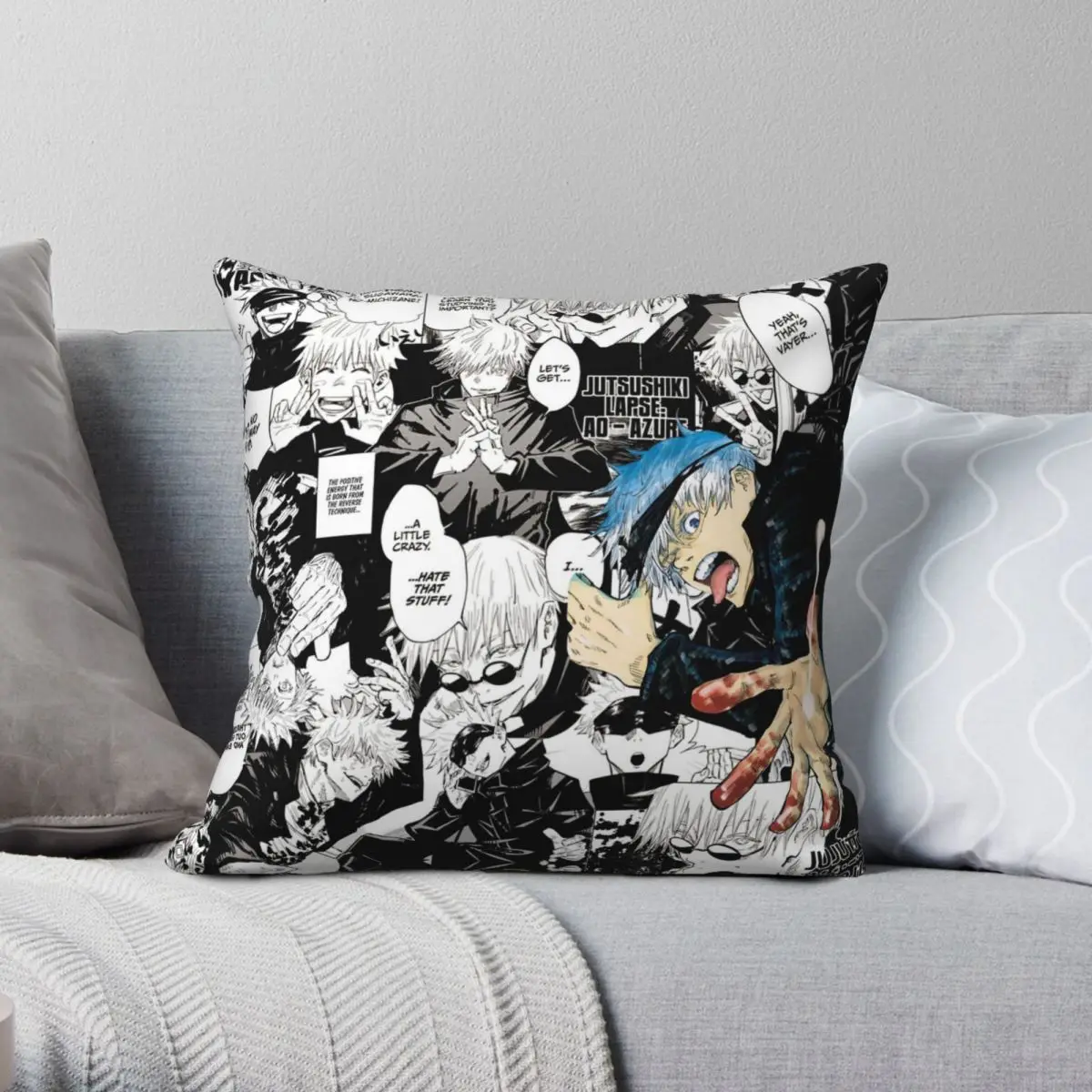 Gojo Satoru Jujutsu Kaisen Manga Pillowcase Polyester Linen Velvet Pattern Zip Decor Throw Pillow Case Room Cushion Cover 45x45