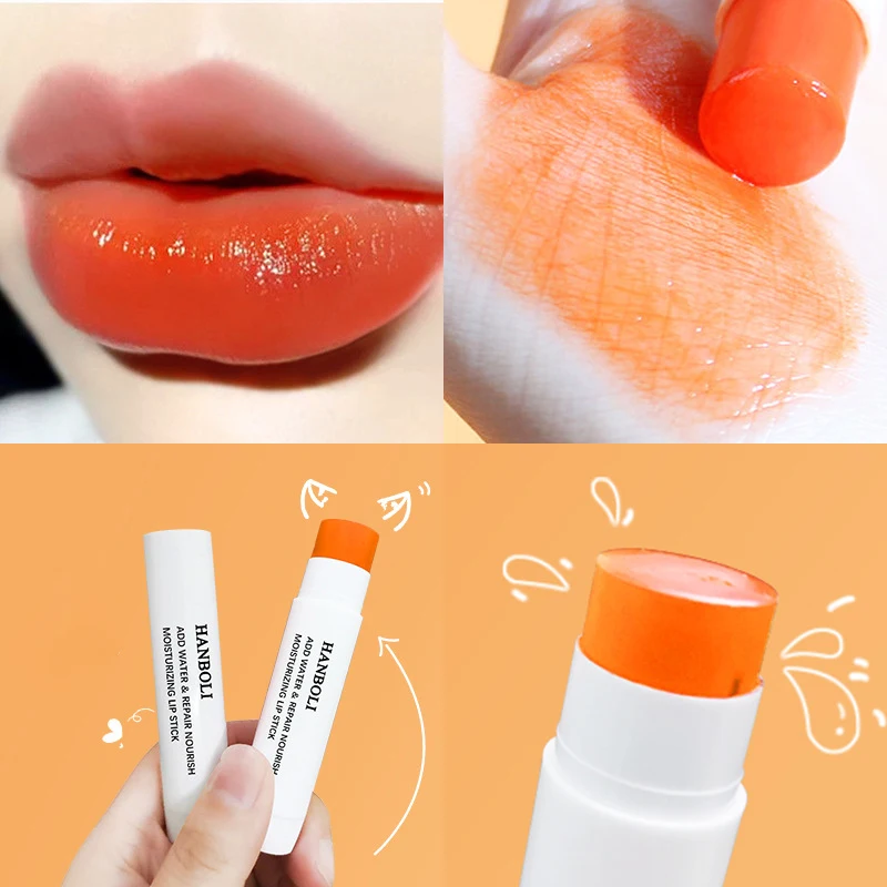 À prova dwaterproof água cor mudando batom laranja hidratante lábio bálsamo de longa duração nutrir proteger lábios cuidados maquiagem cosméticos 1pcs