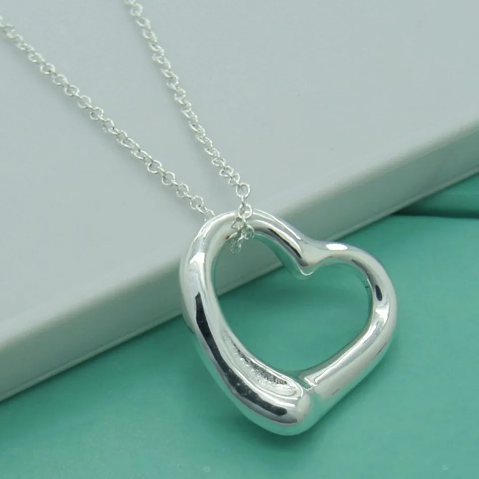 Fashion 925 Sterling Silver Classic Heart Chain Pendant Necklaces For Women Jewelry Gift