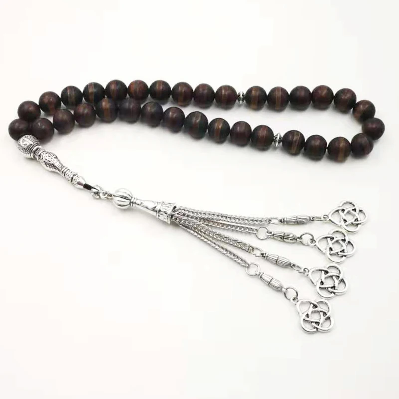 New arrive Natural Old agates tasbih with Matel tassel muslim bracelet gfit 33 66 99 Paryer beads arabic misbaha Man's bracelet