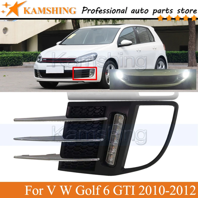 

Kamshing A pair set LED Refit Front driving light DRL For V W Golf 6 GTI 2010-2012 Running lamp daytime bumper lamp