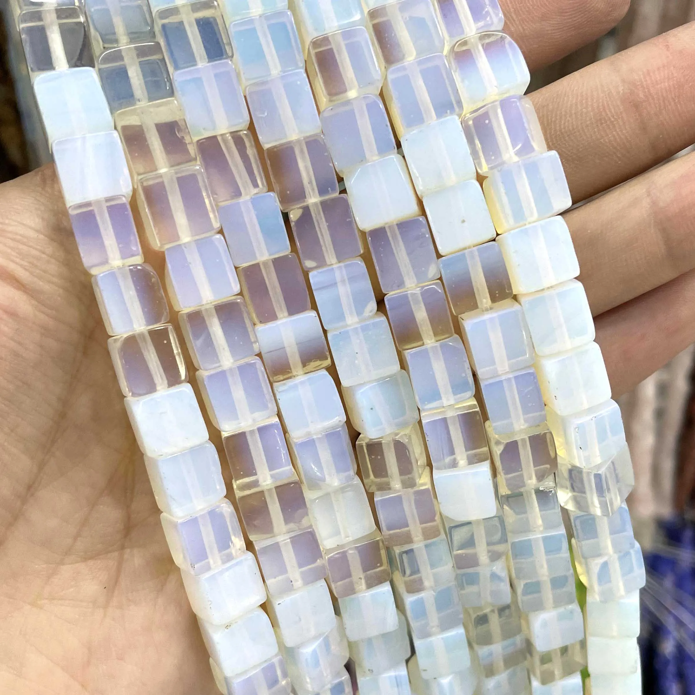 8*8mm Natural Square Agates Tiger Eye Turquoises Amazonite Crystal Jades Stone Beads For Jewelry Making DIY Bracelet Necklace