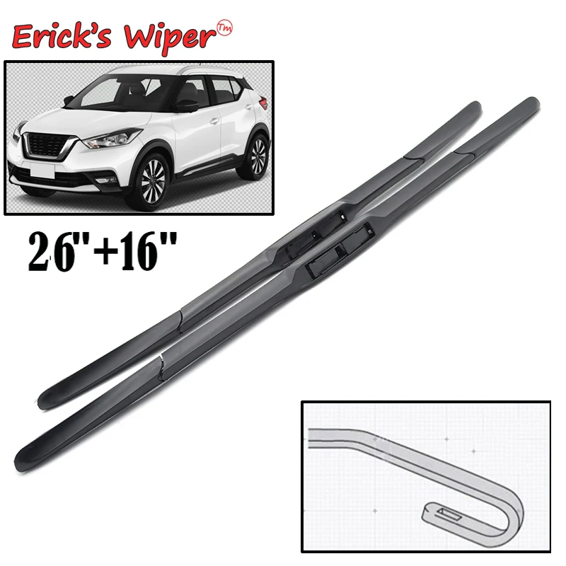 Erick's Wiper Front Hybrid Wiper Blades For Nissan Kicks P15 2016 - 2023 Windshield Windscreen Clean Window Rain Brushes 26