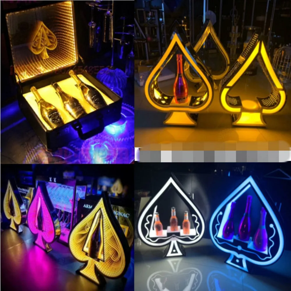 

New Ace of Spade LED Rechargeable Carrier Box Growing Cocktail Wine Whisky Holder Champagne Bottle Display Case