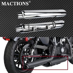 Motorcycle Chrome Slip-On Mufflers Exhaust Pipes W/ Heat Shield For Harley Sportster 883 1200 XL 72 48 Iron Models 2014-19 2022