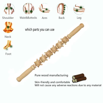 Rodillo de madera de 6 bolas pequeñas para Spa en casa, palo de rodillo muscular para celulitis, Fascia, cuerpo, espalda, piernas, herramienta relajante, producto de automasaje, 42cm