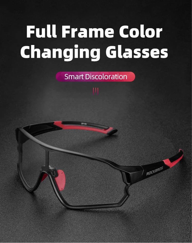 ROCKBROS Radfahren Brille Photochrome UV400 Fahrrad Sonnenbrille Sonnenschutz Outdoor Sport MTB Straße Fahrrad Brillen Brille Gläser – Detail 1