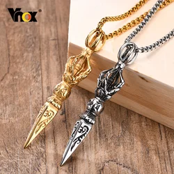 Vnox Men Rock Punk Tibetan Buddhist Protection Necklaces,Stainless Steel Vajra Dagger Patron Saint Amulet Prayer Collar Jewelry