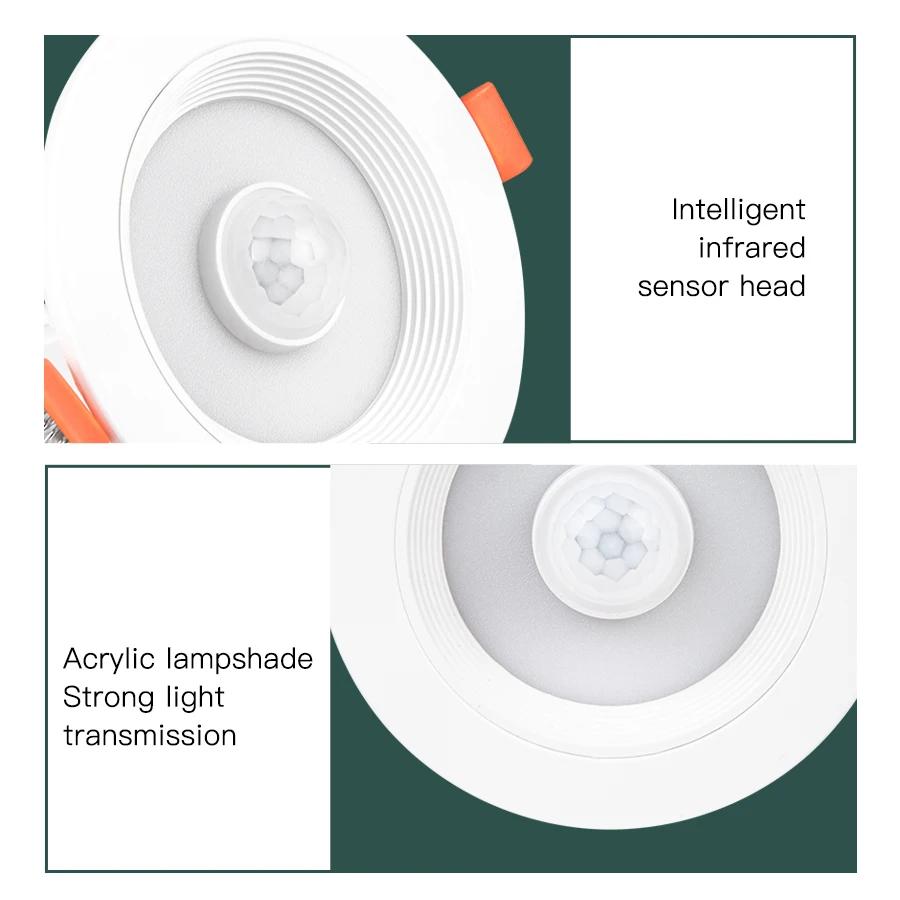 PIR Motion Sensor LED Downlights Recessed 5W 10W 15W 20W 85-265V LED Auto Lamp Smart LED Downlight Corridor Indoor Lighting