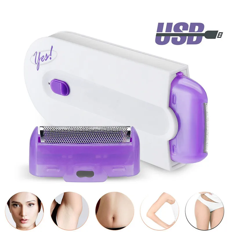 2 in 1 Women Shaver Instant Pain Free Lady Epilator Rechargeable Hair Remover Full Body Razor with Advanced Sense-Light