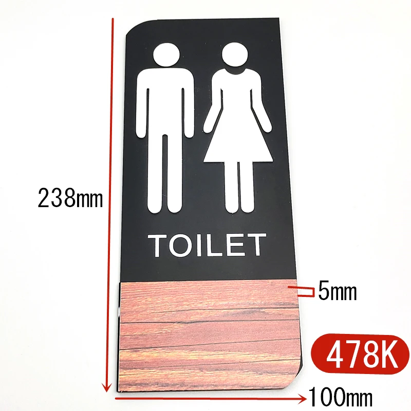 Acrylic Toilet Sign Plate Men & Women WC Symbol Adhesive Backed Bathroom Toilet Door Sign for Hotel Office Home Restaurant