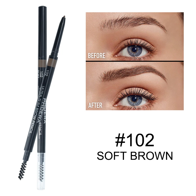 Double Ends 1.5mm  Eyebrow Pencil Waterproof No Blooming Natural Fine Sketch Eyebrow Pencil With Eyebrow Brush Cosmetic