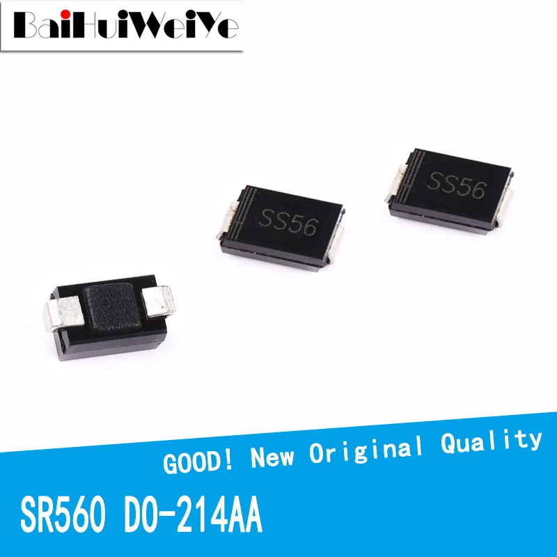 50PCS/LOT SS56 SS56B SR560 SK56 SMB 5A 60V DO-214AA DO214AA Schottky Diode New Original Good Quality Chipset