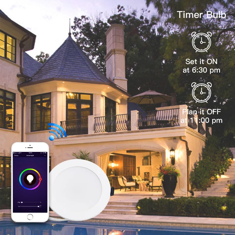 Kkever Wifi cerdas Downlight Led 10W kontrol suara peredupan SAA aplikasi Tuya tersertifikasi untuk Australia bekerja dengan Alexa Google