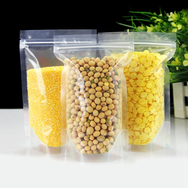 100pcs PET Transparent Zip Lock Plastic Bags Mylar Bag Ziplock Stand Up Food Spice Powder Packaging Pouch Clear Free shipping