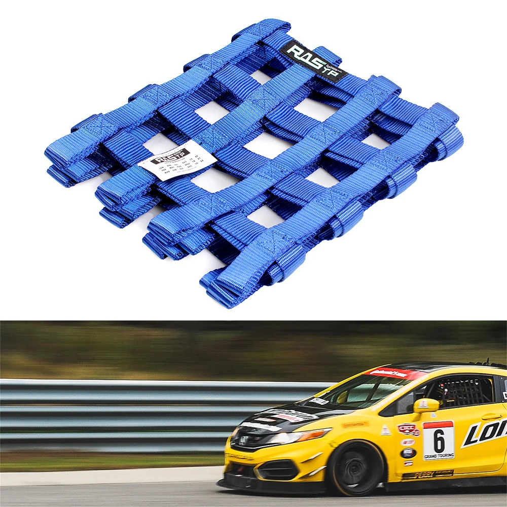 60cm*60cm Nylon Racing Car Window Net Blue Black Car Rally Racing Safety Equipment Universal RS-BAG053