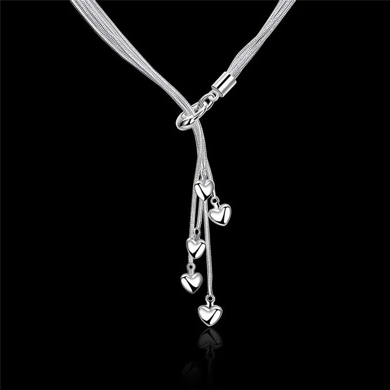 Newest Luxury 925 Sterling Silver Necklace Chain Long Tassel Pendant Five Star Maxi Necklace For Women Fine Jewelry Gift