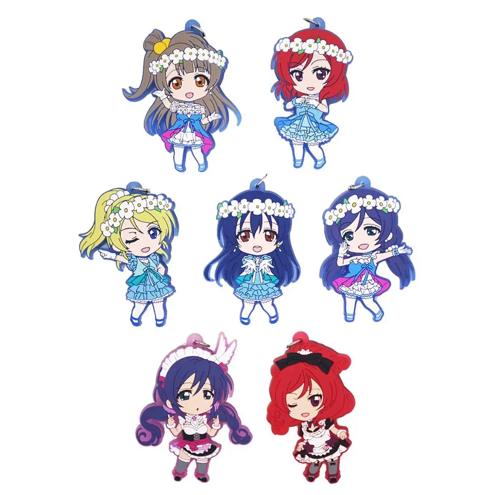 Love Live! Lovelive School Idol! Anime Game Kotori Nico Eli Rin Umi Maki Hanayo Maid Rubber Keychain