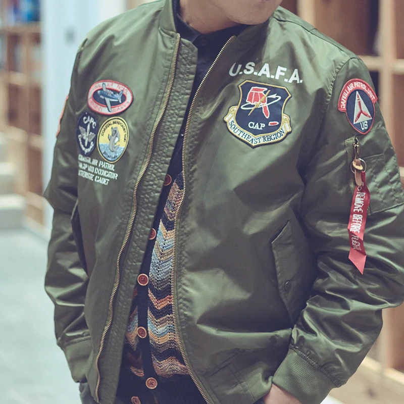 2024 Embroidered Military Patches vintage men thin clothes brands Top gun MA1 bomber flihgt jacket pilot coat windbreaker