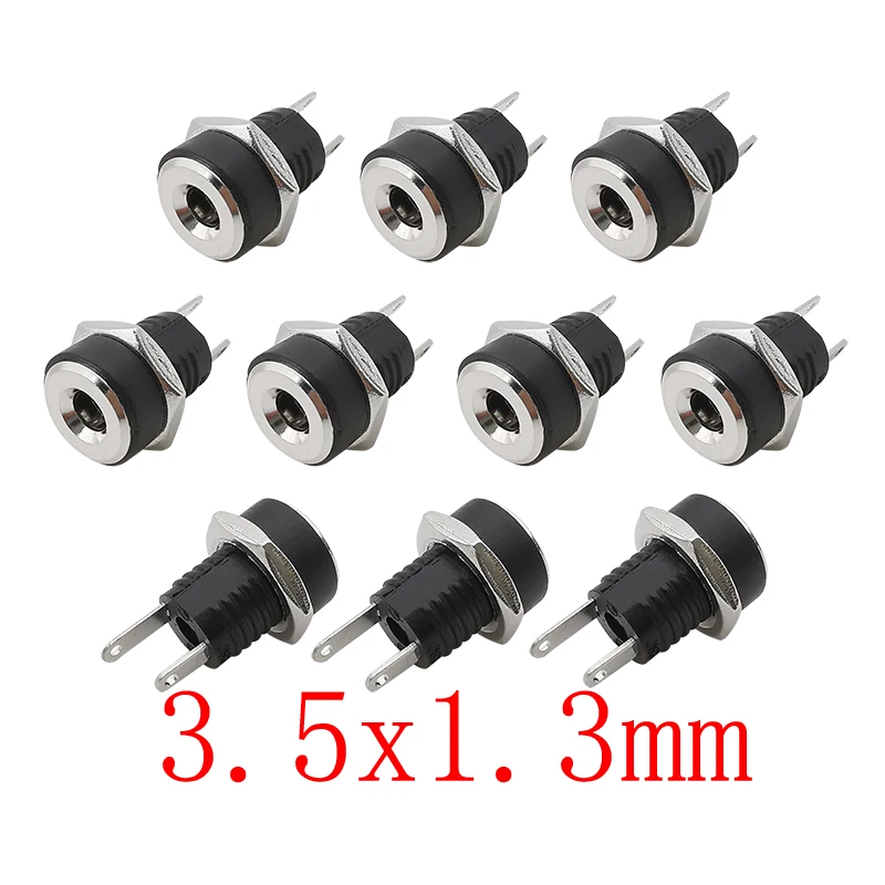 DC-022B 3.5x1.3mm DC Power żeńskie gniazdo złącze do montażu na panelu 3.5*1.3mm gniazdo DC 2 nogi terminale przejściówka Adapter