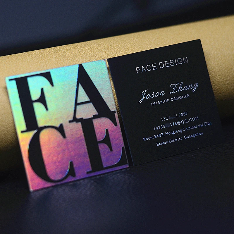 Holographic Foiled Business Card Printing Custom Letterpress Thick Paper Factory Thank You for Your Support Voucher Free Designs