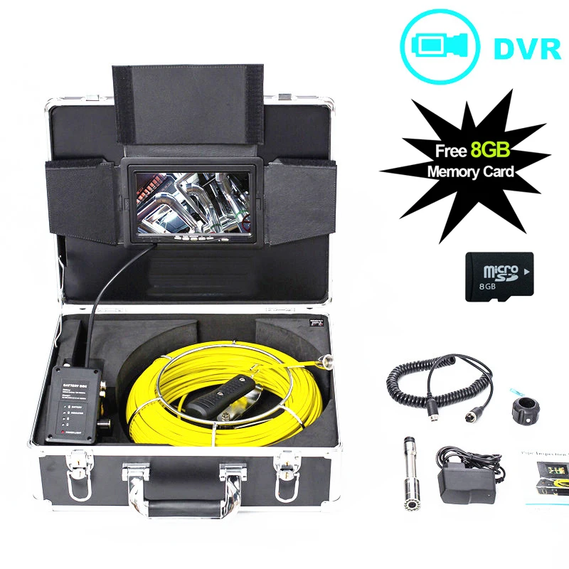 

7" LCD 23mm Lens Industrial Endoscope 20M Cable 12Pcs LED Lights Handheld Drain Pipe Inspection Snake Video Camera With DVR