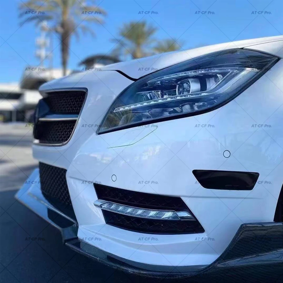 W218 Real Carbon Fiber Front Lip Spoiler Splitters Aprons Bumper Guard for Benz CLS Class W218 CLS350 320 CLS63 2012 2013 2014