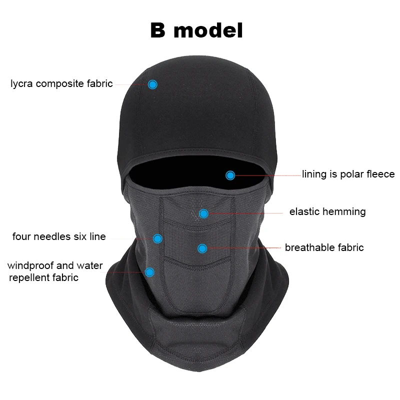 TH05 Winter Thermal Fleece Ski Mask Full Face Cover Snowboard Hood Scarfs Outdoor Sport Windproof Cycling Headgear Balaclava