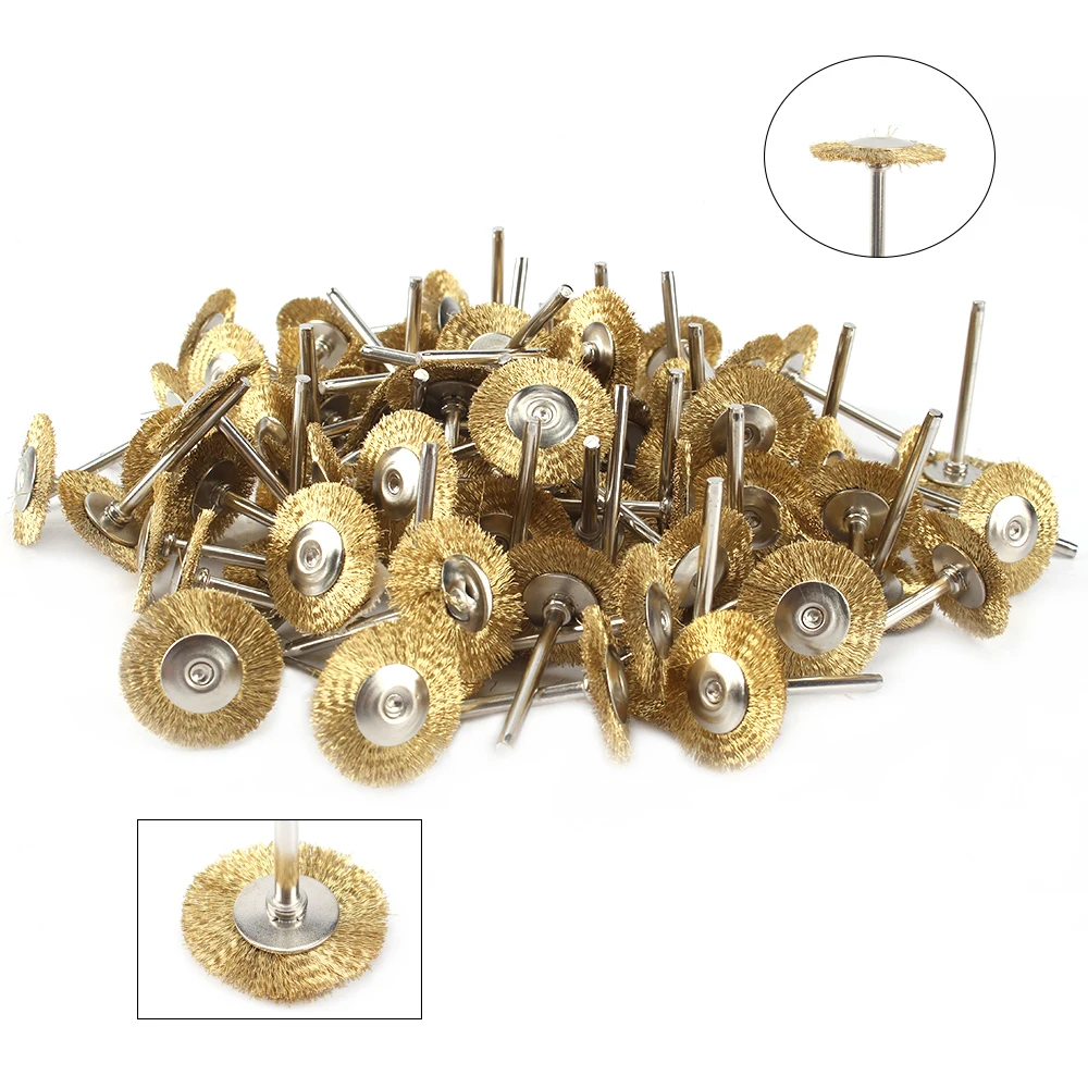 30/50PCS Crimped Brass Wire Wheel Brushes Wire Brushes Set For Accessories Rotary Tools Polish Clean For Dremel Rotary Grinder