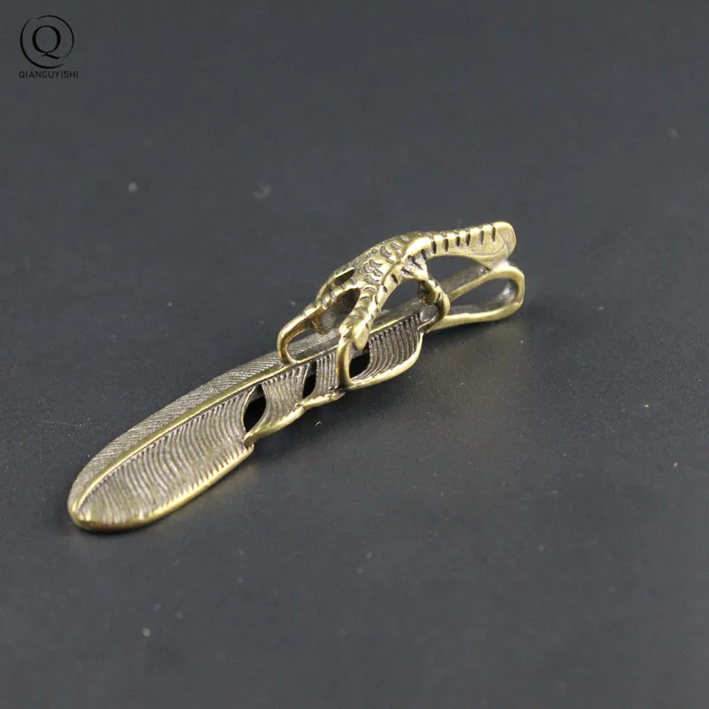Brass Eagle Claw Keychain Pendants Vintage Punk Paw Car Key Chain Rings Hanging Jewelry Handmade Braided Rope Suspension Lanyard