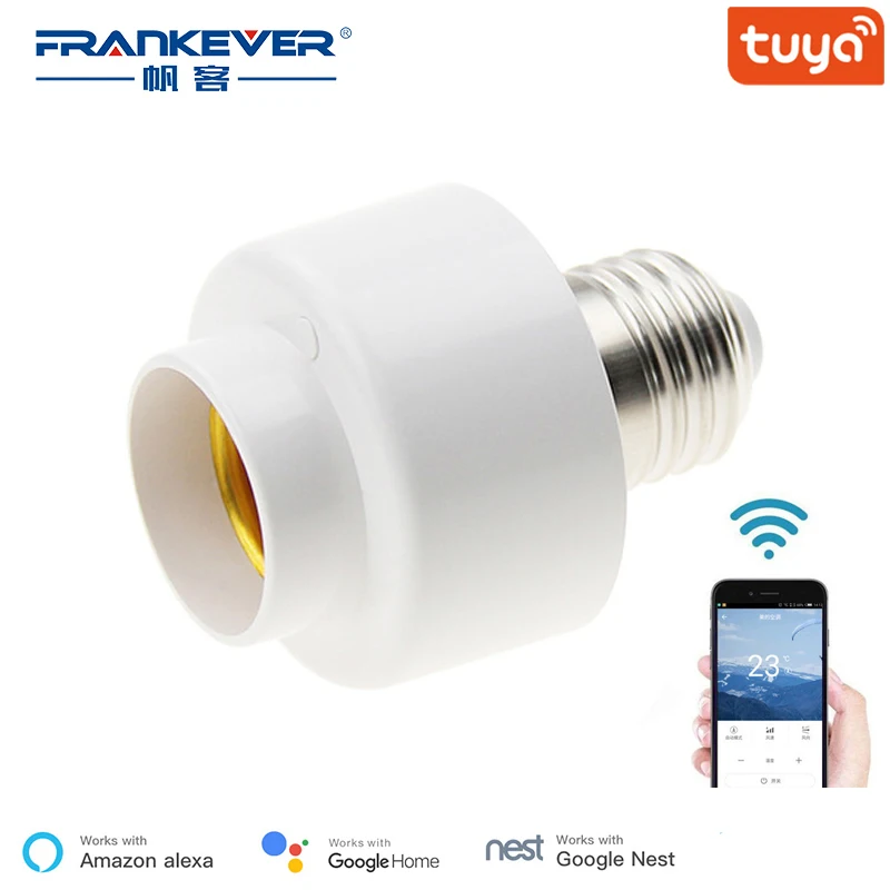 FrankEver E27 WiFi Smart Light Bulb Lamp Holder Adapter Voice Control Timer Work with Alexa Google home Smart House