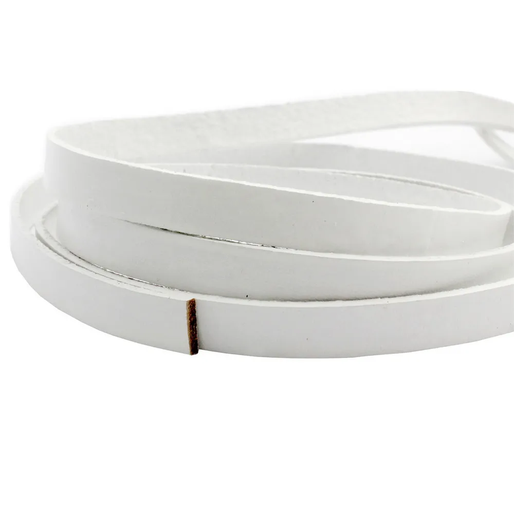 

2 Yards 10mmx1.6mm White Coated Genuine Cow Hide Leather Strip, 10mm Wide Flat Leather Band for Watchband Bracelet Jewelry DIY